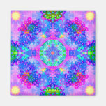Purple and Green Kaleidoscope Fractal Refrigerator Magnet