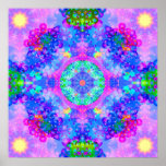 Purple and Green Kaleidoscope Fractal Poster