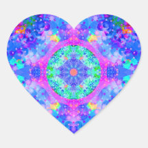 Purple and Green Kaleidoscope Fractal Stickers