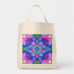 Purple and Green Kaleidoscope Fractal Tote Bag