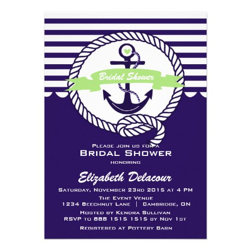 Purple and Green Nautical Bridal Shower Invitation