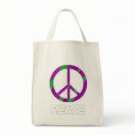 Purple and Green Peace Sign, Tote Bags bags