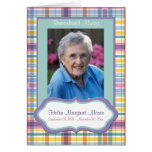 Purple and Green Plaid Memorial Card with Photo