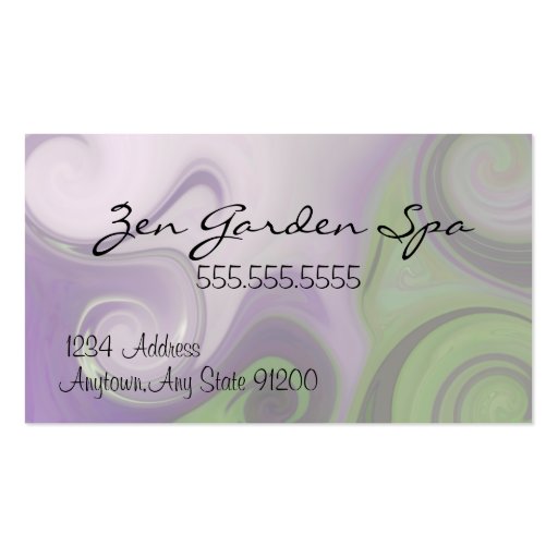 Purple and Green Swirls-Indestructible Business Card Template (front side)