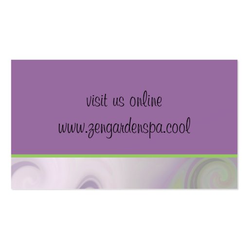 Purple and Green Swirls-Indestructible Business Card Template (back side)