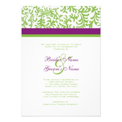Purple and Green Wedding Invitation