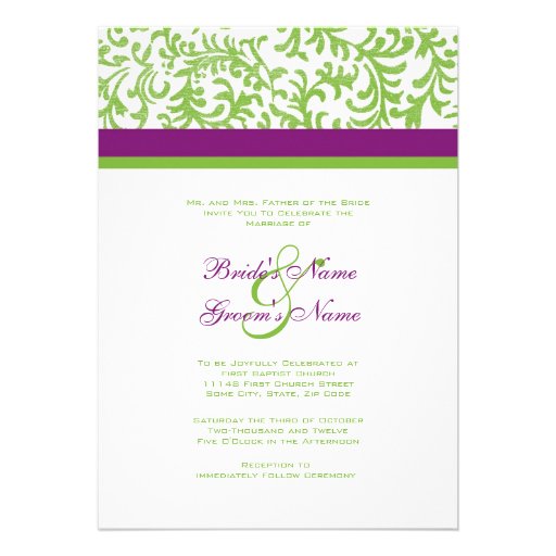 Purple and Green Wedding Invitation