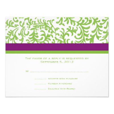 Purple and Green Wedding RSVP Custom Invitations