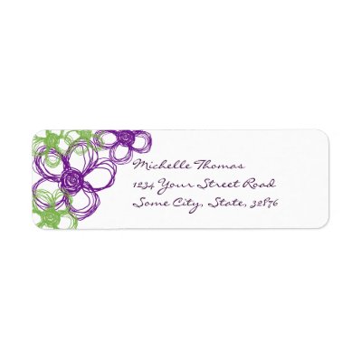 Purple and Green Wild Flowers Custom Return Address Labels