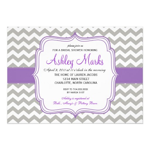 Purple and Grey Chevron Invitaiton Custom Invites