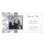 Purple and Grey Floral Save the Date Photo Cards