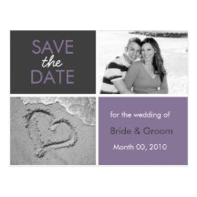Purple and Grey Save the Date Photo Postcards