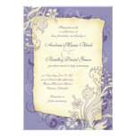 Purple and Ivory Vintage Floral Wedding Invitation