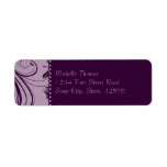 Purple and Lavender Floral Swirls Wedding Address Return Address Label
