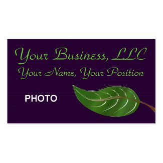Purple and Leaf Photo Business Cards