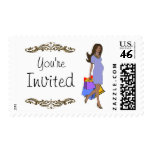 Purple And Leopard Print African American Mommy Postage Stamp