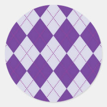 Purple and Light Purple Argyle Pattern Round Sticker