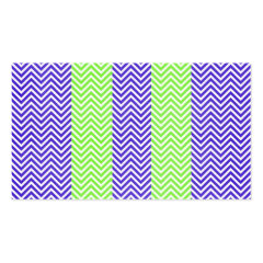 Purple and Lime Green Striped Chevron Zig Zags Business Card Template