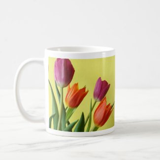 Purple And Orane Tulips mug