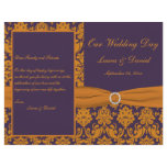 Purple and Orange Damask Wedding Program Flyers