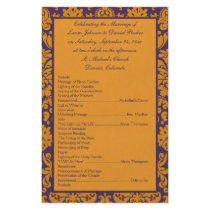 Purple and Orange Damask Wedding Program II Flyer Design