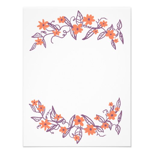 Purple and Orange Floral Banners Wedding Shower Personalized Invite