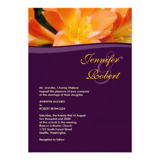 Purple and Orange Formal Wedding Invitation