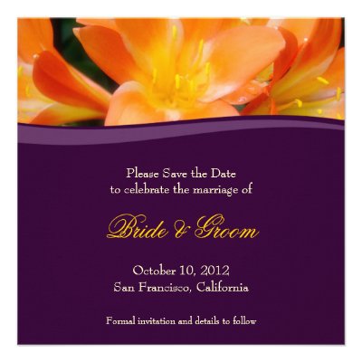 Purple and Orange Save the Date Invitation