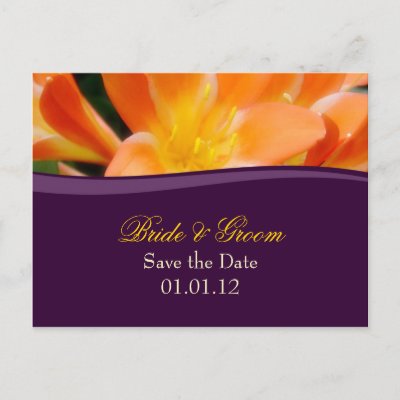 Purple and Orange Save the Date Postcard