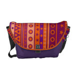 Purple and Orange Stripy Stars and Spots Pattern Messenger Bags