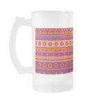 Purple and Orange Stripy Stars and Spots Pattern Mug