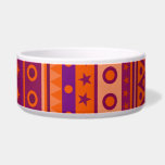 Purple and Orange Stripy Stars and Spots Pattern Dog Water Bowls
