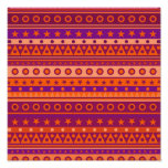 Purple and Orange Stripy Stars and Spots Pattern Photograph