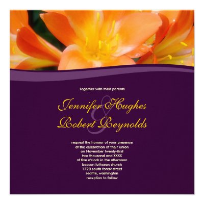 Purple and Orange Wedding Invitation