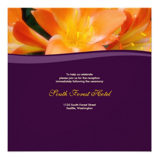 Purple and Orange Wedding Invitation
