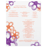 Purple and Orange Wild Flowers Wedding Program letterhead