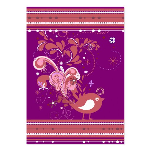 Purple and Pink Abstract Bird Business Card Templates (back side)