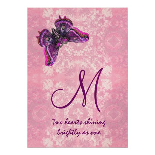 Purple and Pink Butterflies Wedding Template Personalized Invitation