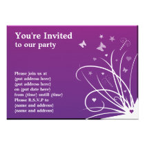 Purple and Pink Butterfly Swirl Personalized Announcements