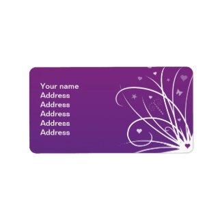 Purple and Pink Butterfly Swirl Custom Address Label