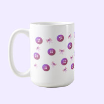 Purple and Pink Buttons and Bows mugs