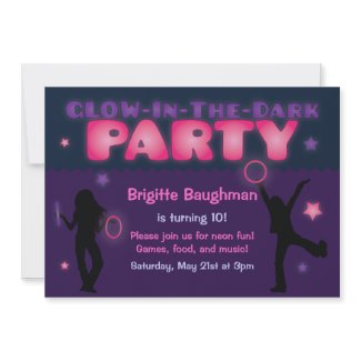Purple and Pink Glow in the Dark Party Invitation invitation