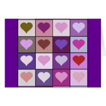 Purple and Pink Heart Squares Greeting Card