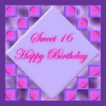 Purple and Pink Heart Sweet 16 Birthday Poster posters