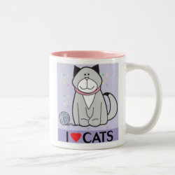 Purple and Pink I love Cats mug