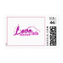 Purple and PInk Love Never Fail postage