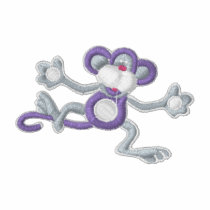 purple and pink monkey embroidered shirts