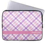 Purple and Pink Plaid Pattern Laptop Sleeve