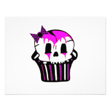 purple and pink skull cupcake invitations