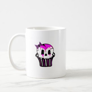 purple and pink skull cupcake mug